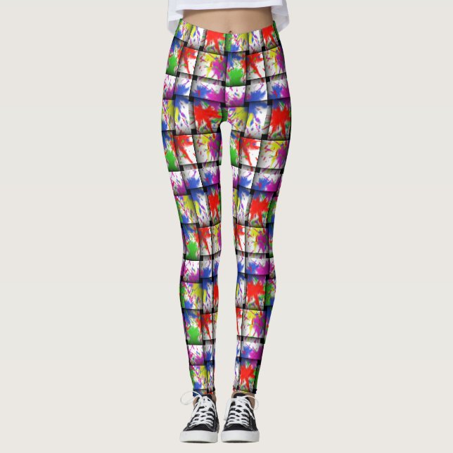 Paint Spritzer Pattern Handmade Yoga Leggings (Vorderseite)