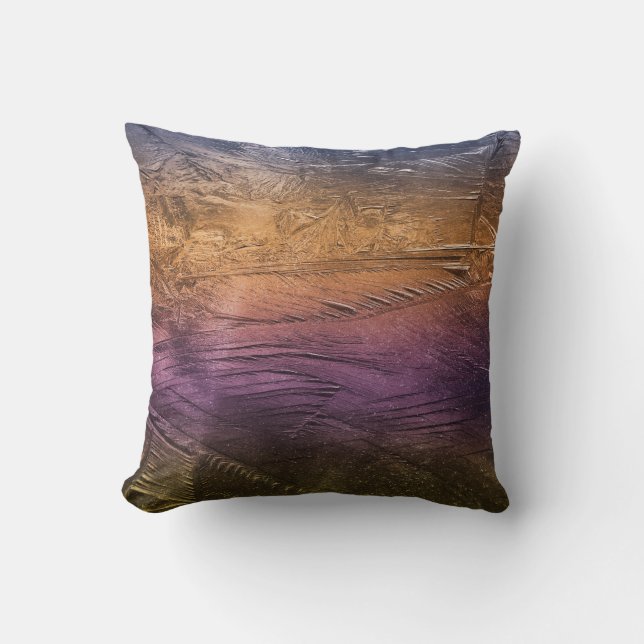 Paint Stroke Lila Bronze Orange Metllic Akzent Kissen (Vorderseite)