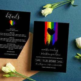 Paint Strokes Pride Flag & Black Heart 2 in 1 Einladung
