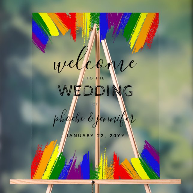 Paint Strokes Pride Flag LGBTQ Hochzeit Acrylschild (Neutral)