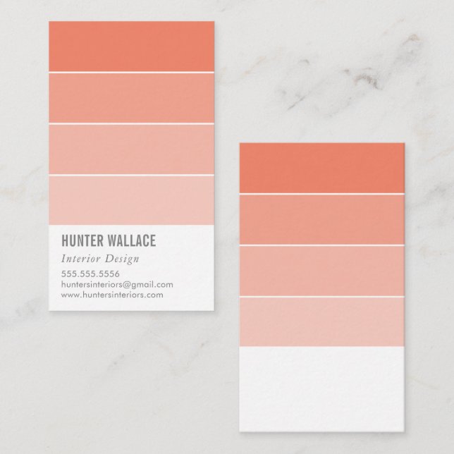 PAINT SWATCH CHIP moderne Dekoration ombre pfirsic Visitenkarte (Vorne/Hinten)