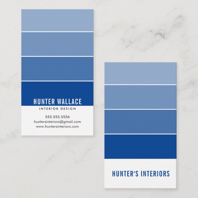PAINT SWATCH CHIP modernes Design ombre Royal blue Visitenkarte (Vorne/Hinten)