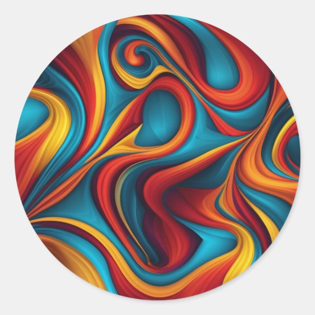 Paint Swirl Abstrakt Runder Aufkleber (Vorderseite)