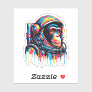 Paint Tropfen Chimpanzee Astronaut Aufkleber
