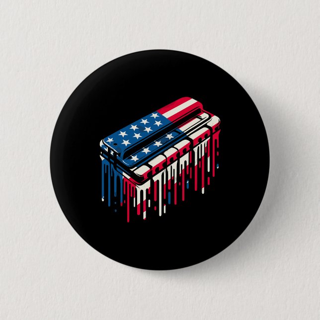 Paint Tropfen Harmonica American USA Flag 4. Juli Button (Vorderseite)
