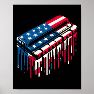 Paint Tropfen Harmonica American USA Flag 4. Juli Poster