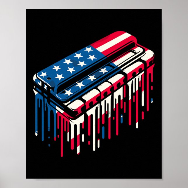 Paint Tropfen Harmonica American USA Flag 4. Juli Poster (Vorne)