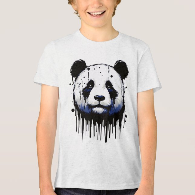 Paint Tropfen Panda Tri-Blend Shirt (Vorderseite)