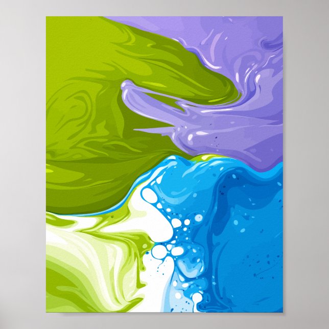 Paint Waves Forming Fluid Abstract Shapes Poster (Vorne)