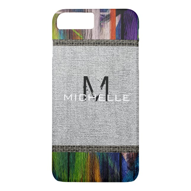 Paint Wood Look Burlap Rustic Monogram #10 Case-Mate iPhone Hülle (Rückseite)