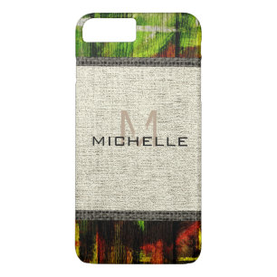 Paint Wood Look Burlap Rustic Monogram #5 Case-Mate iPhone Hülle