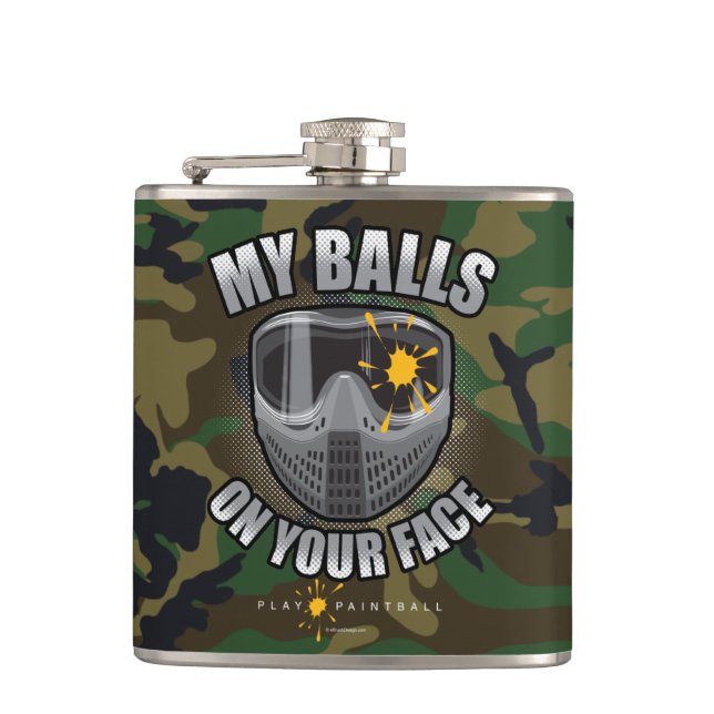 Paintball auf Ihrem Gesicht Flachmann (Vorderseite)