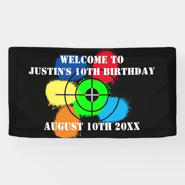 Paintball Birthday Party Begrüßungsbanner Banner (Horizontal)