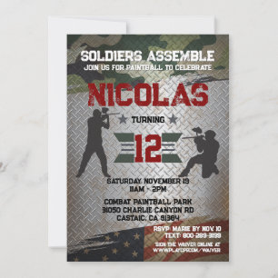 Paintball Birthday Party Militärische Camouflage U Einladung