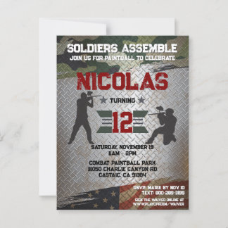Paintball Birthday Party Militärische Camouflage U Postkarte