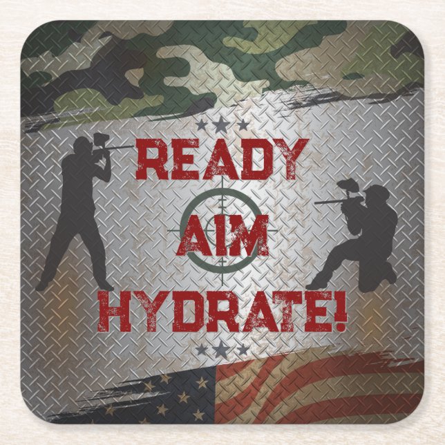 Paintball Birthday Party Militärische Camouflage U Rechteckiger Pappuntersetzer (Vorderseite)