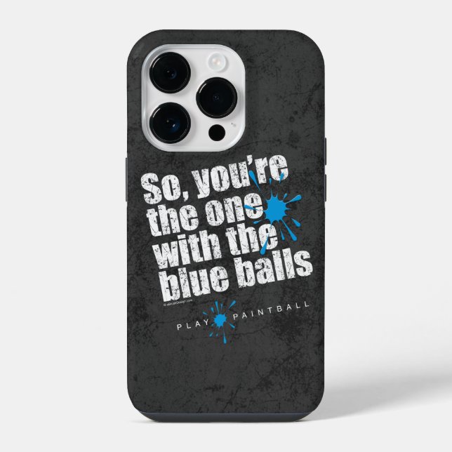 Paintball Blue Balls iPhone 14 Pro Hülle (Rückseite)