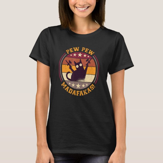 Paintball Cat Pew Pew Madafakas Crazy Cat Paintba T-Shirt (Vorderseite)
