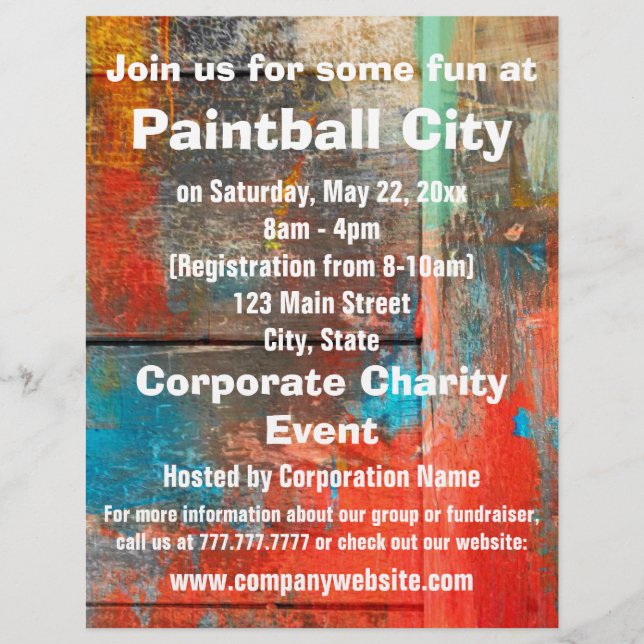 Paintball Corporate Event oder Fundraiser Flyer (Vorne)