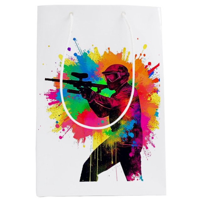 Paintball Gamer Farbgestaltung Mittlere Geschenktüte (Vorderseite)