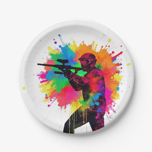 Paintball Gamer Farbgestaltung Pappteller (Vorderseite)