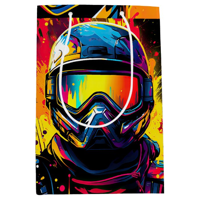 Paintball Geburtstagsparty Paint Platsch Mittlere Geschenktüte (Vorderseite)