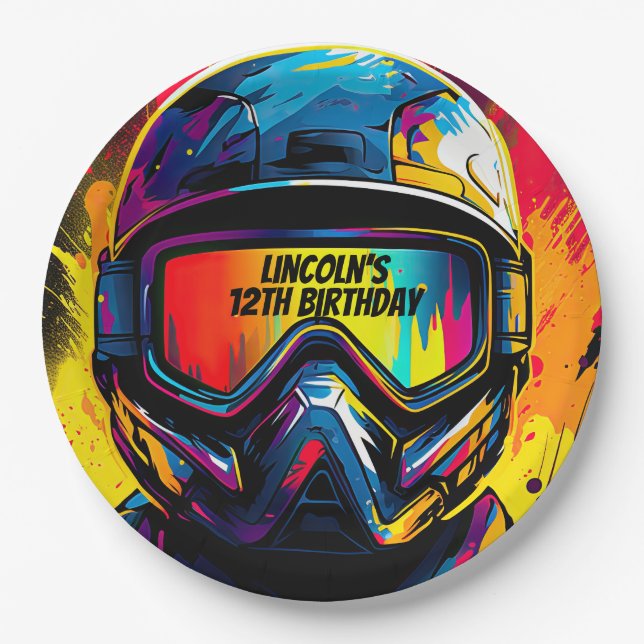 Paintball Geburtstagsparty Personalisiert Pappteller (Vorderseite)