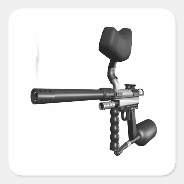 Paintball-Gun 4 Quadratischer Aufkleber (Vorderseite)