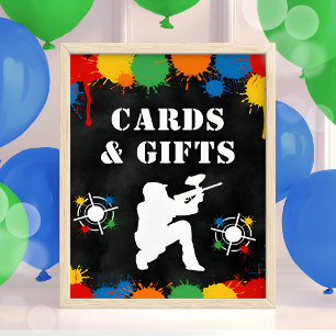 Paintball Kindergeburtstag Party Karten und Gesche Poster