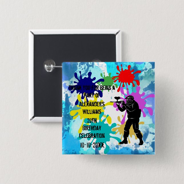 Paintball Party Button (Vorne & Hinten)