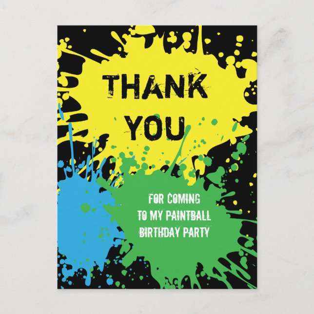 Paintball Party Danke, Postcard Postkarte (Vorderseite)
