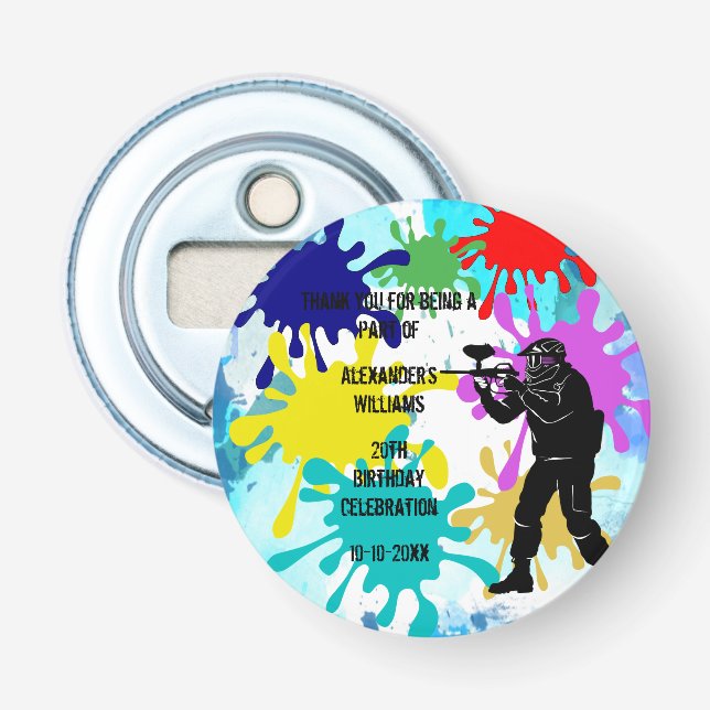 Paintball-Party Flaschenöffner (Vorderseite)