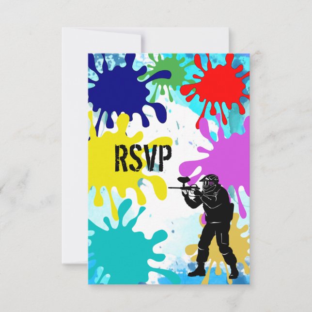 Paintball Party RSVP Karte (Vorderseite)