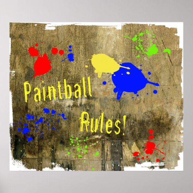 Paintball-Regeln auf der Grunge-Mauer Poster (Vorne)