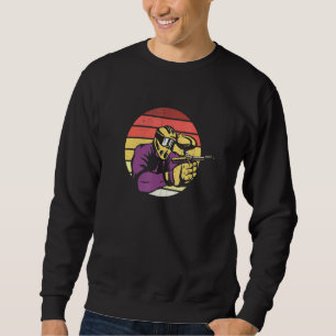 Paintball Retro Sunset Shooting für Paint Spritzer Sweatshirt