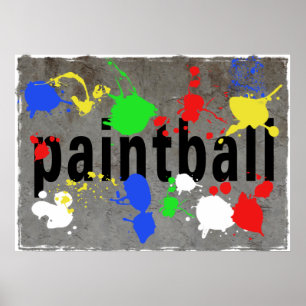 Paintball-Spritzer auf konkreter Wand Poster
