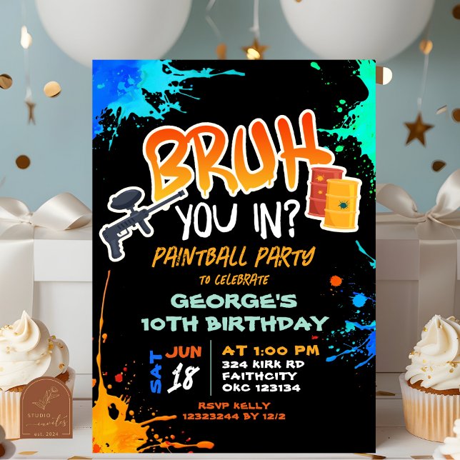Paintball Teenager Bruh You're Birthday Party Einladung (Von Creator hochgeladen)