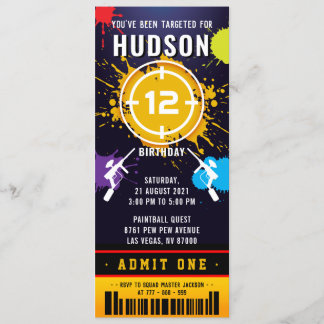Paintball Ticket Pass Einladung zur Geburtstagspar