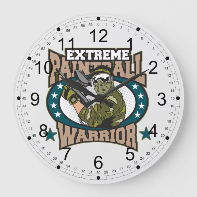Paintball Warrior Große Wanduhr (Vorderseite)
