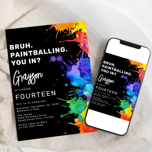 Paintballing Anniversaire Fête Invitation (Créateur téléchargé)