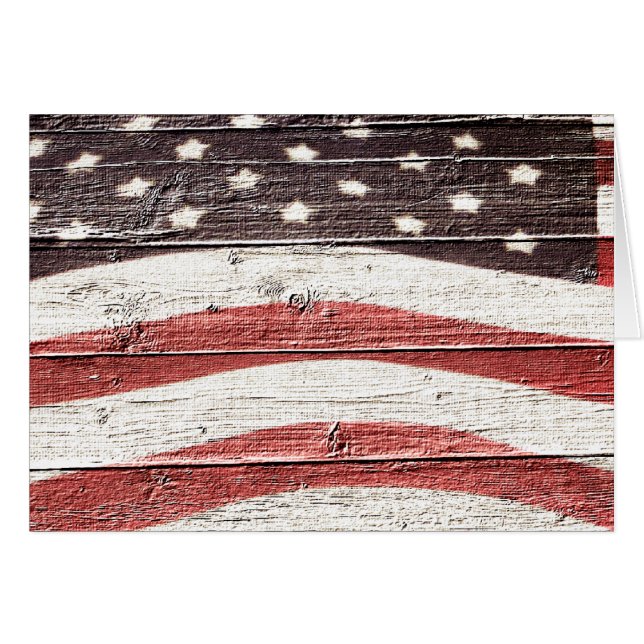 Painted American Flag on Rustic Wood Texture (Devant Horizontal)