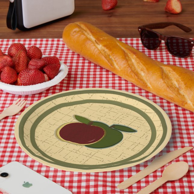 Painted Äpfel Rot Grün Pappteller (Picknick)