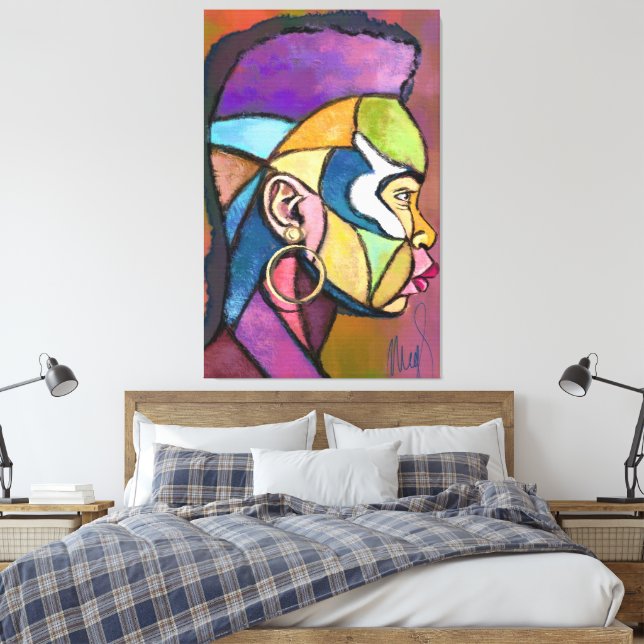 Painted Art African Man Canvas Print Leinwanddruck (Insitu (Schlafzimmer))