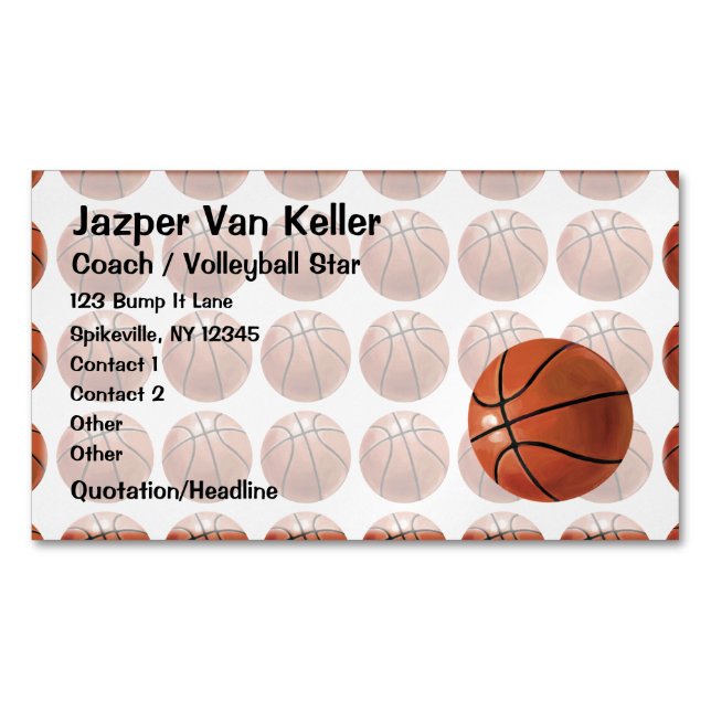Painted Basketball Muster Magnetische Visitenkarte (Vorderseite)