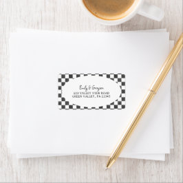 Painted Black Checkerboard Pattern Return Address Adressaufkleber