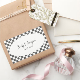 Painted Black Checkerboard Pattern Wedding Rechteckiger Aufkleber