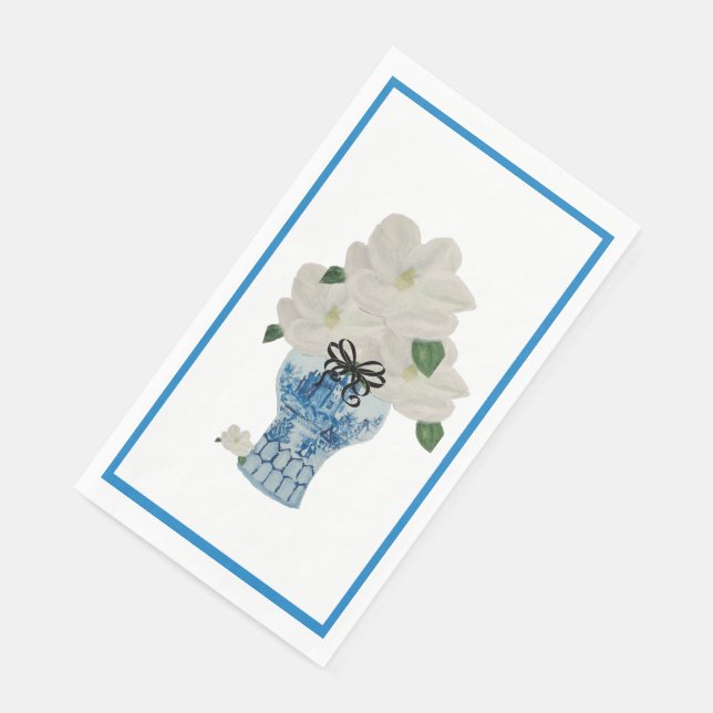 Painted Blue and White Ginger Jar Serviette (Ecke)