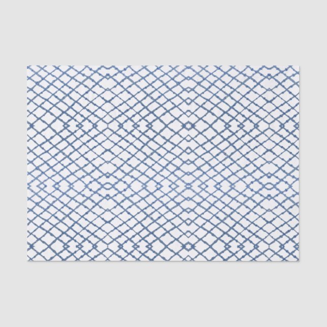 Painted Blue Chinoiserie Trellis Tissue Paper Seidenpapier (Vorderseite)