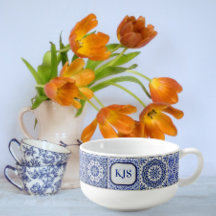 Painted Blue & White China Look Tiles eigene Initi