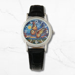 Painted Butterfly Starry Night Sky Elegant Womans Armbanduhr<br><div class="desc">Painted Butterfly Starry Night Sky Elegant Womans Watches features a trendy colorful painted butterfly with the moon and stars in the background. Created by Evco Studio www.zazzle.com/store/evcostudio</div>